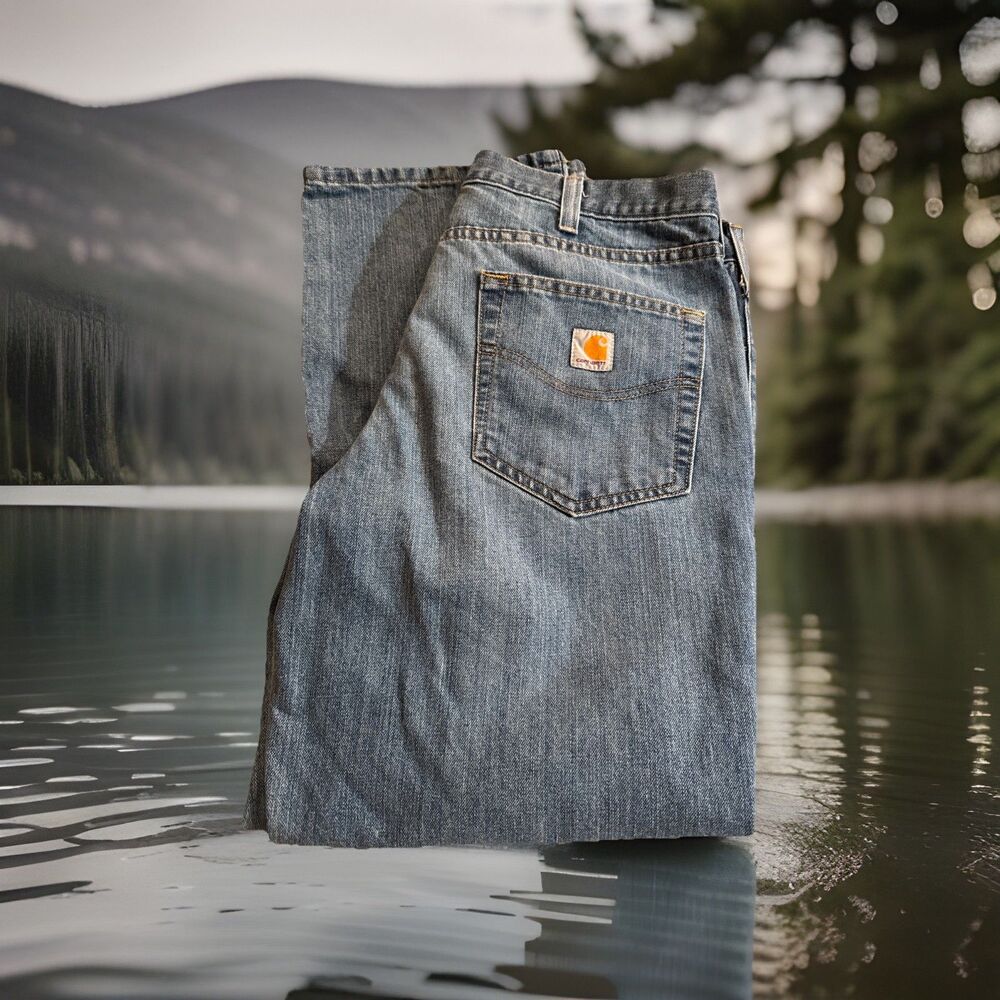 Carhartt 101483 968 Relaxed Fit Denim Blue Work Jeans Work Pants Men's 36x30